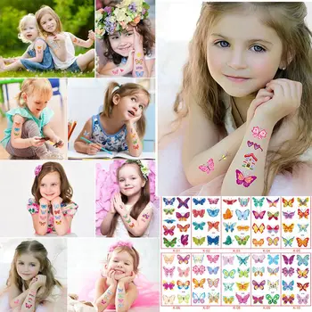 10 листа/опаковка Детска Мода Различни Сладки Временни Татуировки Пеперуда Фалшиви Татуировки Цветя