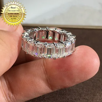 100% от 18-каратово злато пръстен с 8-каратово муассанитом DVVS, Годежни и сватбени бижута със сертификат за 0035