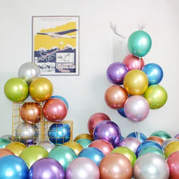 12 инча кръгъл метален цвят латексный балон украса за парти в чест на рождения ден на хром сгъсти злато и сребро на топка шампанско 50 бр