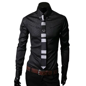 2015 Нови постъпления мъжка риза camisa social masculina ежедневни приталенная мъжка риза camisas chemise homme plus размер M-3XL