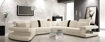 2022 дивани modernos години para sala Модерен кожен диван u-образна ъглов кожен диван с тази кожена мебел за дневна