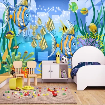 3D Стенни Тапети За Хола Подводен Свят на Фантазия Карикатура Детска Стая на Тапети Начало Декор Спалня Тапети