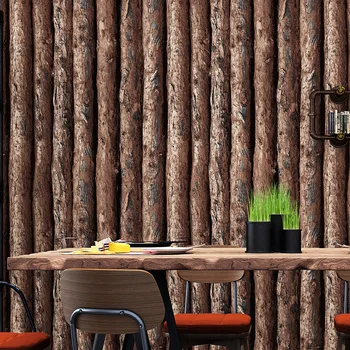 3D Тапети Имитация на Дърво Кора на Багажника е Трупа на Дървото Модел Стикер за Стена Кафе Бар Ресторант Фон Тапети