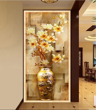 3d тапети по поръчка стенопис нетканая стенни стикер с висока разделителна способност цветна ваза с релефни веранда, коридор фон 3d стенописи
