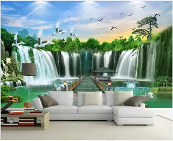 3d тапети с потребителски фотообоями водопад в планински воден пейзаж хол начало декор на 3d снимка за тапет на стената