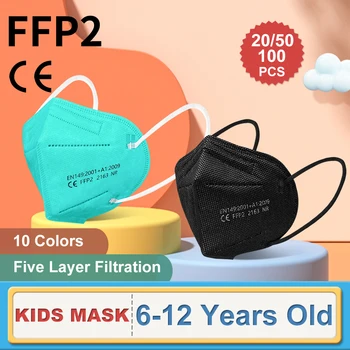 6-12 години на Детски Маска Kids FFP2 Mascarillas Одобрен CE Защитен Респиратор Маска За Лице, Маска ffp2 fpp2 3D Сгъваема Маска