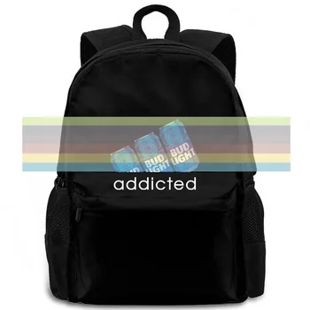 Bud Light Addicted Принт Новост женски мъжки раница за лаптоп пътуване училище възрастен ученик
