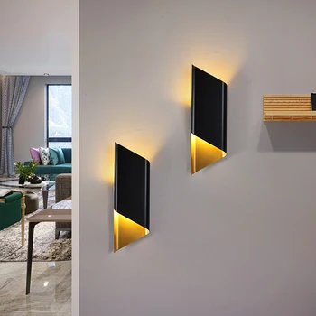 FKL Скандинавски LED Черно Злато, с монтиран на стената Лампа Творчески Геометричен Фон дневна с монтиран на стената лампа Преминаване Коридор, с монтиран на стената Лампа