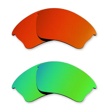 Glintbay 2 Чифта Поляризирани очила Сменяеми Лещи за Oakley Half Яке XLJ Огнено-червено и Изумрудено-Зелен