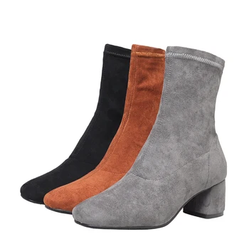 JETT DRAGON/Нова Дамски обувки; Ботильоны без закопчалка на високи токчета; зимни ластични чорапи, елегантни обувки на висок квадратен обувки; дамски обувки размер Плюс 9