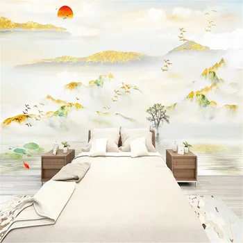 Milofi потребителски 3D тапети декорации живопис нов китайски мрамор модел мастило пейзаж ТЕЛЕВИЗИЯ фон на стената голяма фреска