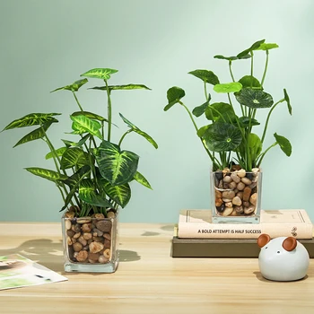 Nordic ins зелено растение имитация на зелен копър растение в саксия декорация на дома хола офис на работния плот симулационно растение FZPJ046