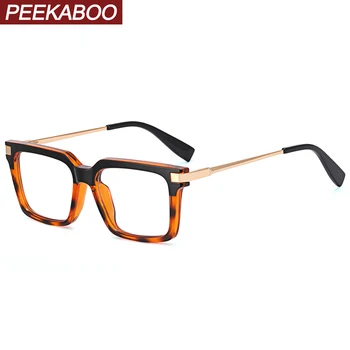 Peekaboo ретро черни прозрачни очила в рамки за мъже квадратни прозрачни лещи TR90 синя светлина блокер очила за жени полуметаллические