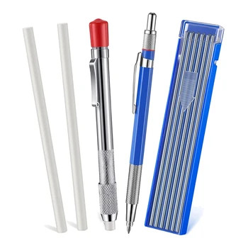 PPYY-Комплект моливи за дърводелци, 1 молив за заварчици с 12 кръгли сребърни заправками и вградена острилка ви, 1 маркер от талк