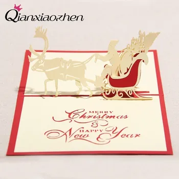 Qianxiaozhen 3d Коледни картички на Забавни Коледни картички, Коледна украса честита Нова година (с безплатни конвертами)
