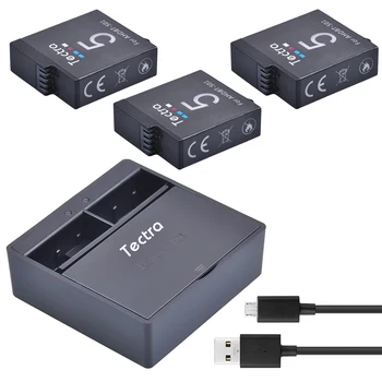 Tectra 3 x AHDBT-501 AHDBT 501 Литиево-йонна батерия с Go Pro HERO5 + USB Двойно Зарядно Устройство за спортна екшън камера Go Pro Hero5