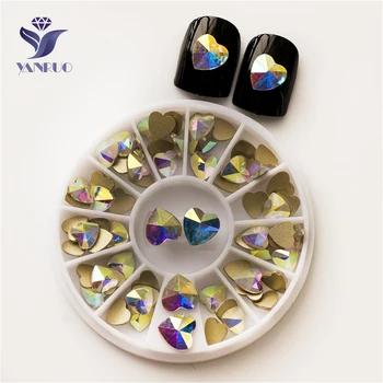 YANRUO 2204NoHF AB 7 мм Сърцето на Луксозни Скъпоценни Камъни Не Коригиране на Crystal Кристали Flatback САМ Кристали За Нокти