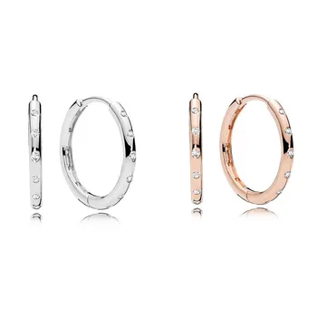 Автентични Искрящи Розови Капки От Сребро 925 Проба С Кристални Обеци-Абонамент За Жени, Сватбен Подарък, Модни Бижута