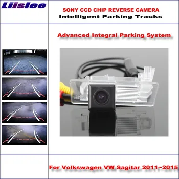 Автомобилна Камера за обратно виждане За VW Sagitar 2011 ~ 2015 Автомобил Ntelligent Паркинг Следи Резервно Обратна на Траекторията на Динамично Насочване HD CCD КАМЕРА