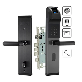 Биометричните Автоматично Заключване на вратите с отпечатъци от пръсти От Неръждаема Стомана, Умен Заключване, без ключ, пръстов Отпечатък + Парола + RFID карта + Начини за отключване на ключа За домашна употреба на Хотел