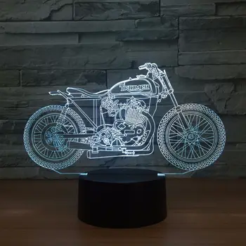 Бягаща Мотоциклет 3D лека нощ с Дистанционно Управление, led Настолна Лампа, 7 Цвята, което променя USB, Закрит 3d Лампа За Детска Играчка, Подарък