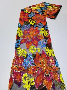 висококачествена френска окото лейси плат ZH-618687, най-новата африканска тюлевая лейси плат с пайети, нигерийски женствена рокля за Парти