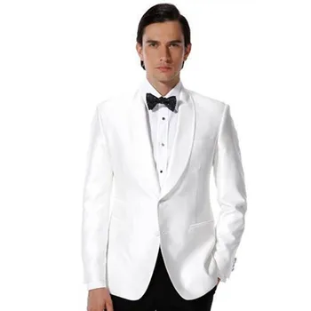 Висококачествени Бели мъжки Костюми за младоженец, мъжки Смокинги, костюм homme, костюм за Младоженеца, Сватбена парти, Вечеря, Най-добър мъжки Костюм (Яке + Панталон + вратовръзка)