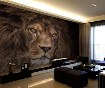 Домашен фоново декорация на стени 3d тапети HD животното лъв висококачествен копринен материал потребителски фотообои стенопис