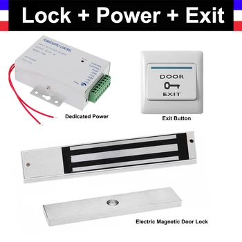 Електрически Магнитна Система за Заключване на вратите с ЦПУ + Захранване + Бутон за да Излезете на Вратите Превключвател за Видеодомофон Система за Контрол на Достъпа На Входа На Вратата