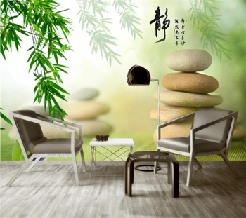 Индивидуални Тапети 3D Камък, Бамбук Стенни Рисувани В Китайски Стил Дневна Спалня Ресторант Офис Фон Стенно Украшение на тапети