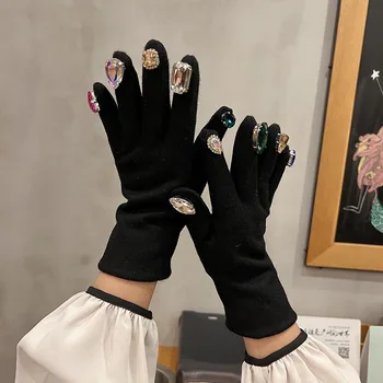 Кашмир ръкавици корейската версия на нови ръкавици с пайети с цепка на пръстите може да се докоснете екрана топли велосипедни топли ръкавици C038