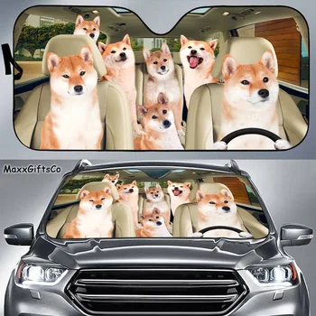 Козирка от слънцето за кола Shiba Inu, Предното стъкло Shiba Inu, Семеен козирка от слънцето за кучета, Автомобилни аксесоари, за кучета, Украса на автомобил, Подарък за татко, мама