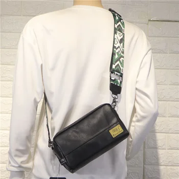 Корейската мъжки малка квадратна чанта с панделка, японската и корейската проста чанта-месинджър за отдих на открито, камуфляжная пътна чанта
