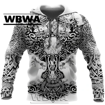 Модерни Мъжки блузи с татуировки Sons Of Vikings, Hoody с 3D Принтом, Harajuku, Уличен Пуловер, Ежедневни Яке Унисекс Спортен Костюм YL144