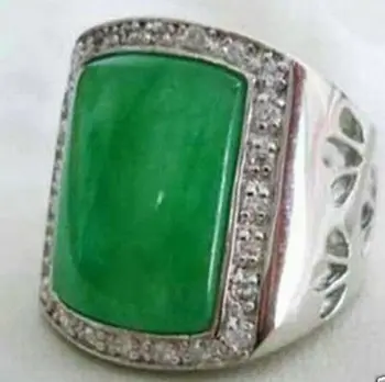Модни Бижута Зелен нефрит Скъпоценен Камък мъжки пръстен клас ААА
