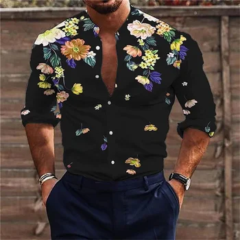 Модни Стръмни Мъжки Ризи с 3D Дигитален Печат, 2022, Есенни Нови Ежедневни Блузи с Дълъг Ръкав и Цветна Принтом за Мъже, Дрехи S-4XL
