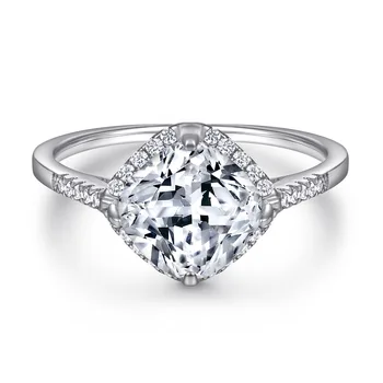 Модно ново сребърен пръстен S925, дамское модно геометрично инкрустированное квадратно пръстен със скъпоценния камък на 5A, циркон, диамантен пръстен