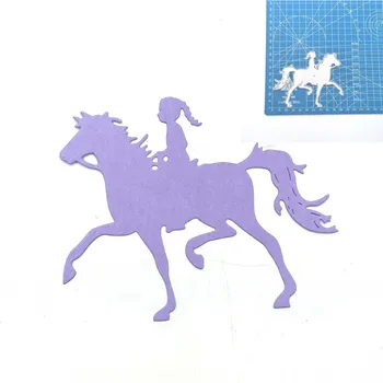 Момичета, езда на коне за Рязане на Метал Умре за DIY Scrapbooking Албум Декоративни Занаяти Полагане на Хартиени Картички Решения
