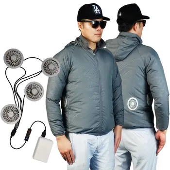 Мъжки Летен Спортен фен Климатик яке солнцезащитная дрехи дамски кожени одеждаusb Електрически вентилатор охлаждаща яке