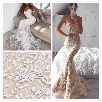 Най-ниската цена за дизайн на сватбена рокля плат с бродерия на френското сетчатое дантела бяла сватбена рокля дизайн африка за една вечерна рокля дантела