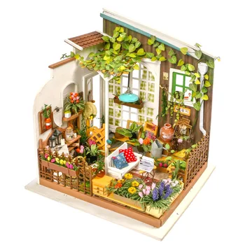 Направи си САМ Куклена Къща Градина Милър Детски Подарък За Възрастни Миниатюрни Дървени Куклена Къща Модел на Строителни Комплекти Играчки DG108