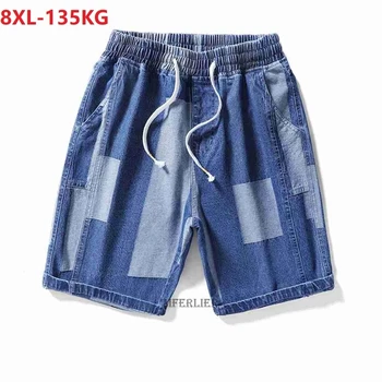 нови летни мъжки дънкови къси панталони дънки плюс размер 7XL 8XL лоскутная градинска облекло гащета ежедневни модни шорти