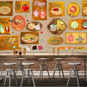 Обичай Тапети за Пица със Сирене 3D Бургери Западен Ресторант за бързо хранене Фон Стенни Тапети 3D Снек-Бар