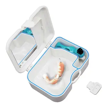 Пластмасов преносим контейнер повод Фалшиви Зъби Кутия За Съхранение на Зубоврачебного протеза с огледално Четка