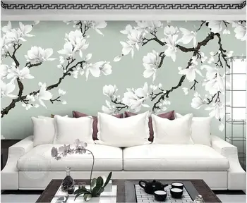 Потребителски стенописи 3d фото тапет Магнолия ръчно рисувани цветя и птици начало декор хол тапети за стените, 3 d, на роли