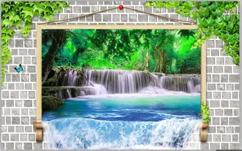 Потребителски фотообои 3d стенописи тапети за стените, стерео водопад гора хол ТЕЛЕВИЗИЯ фон монтиране на украса живопис
