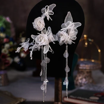 Сватбени шапки нова скъпа мода цвете пискюл родословни набор от супер фея край клип основното сватбена рокля и аксесоари