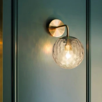 Скандинавски монтиран на стената Лампа, Месинг Стъклена Топка Ретро, с монтиран на стената Лампа, Трапезария и Спалня на Тавана Лампа Ресторант Преминаването на Коридор Стенно осветление