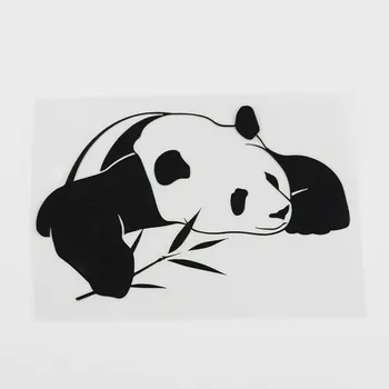 Сладката Панда, да Лежи на земята, Диви животни, Vinyl стикер на колата Стикер за лаптоп, Черен/Бял 15,4 см * 9,4 см