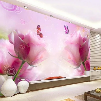 ТЕЛЕВИЗИЯ фон тапети минималистични диван за хола безпроблемна голяма фреска Мечта Роза Пеперуда Размер